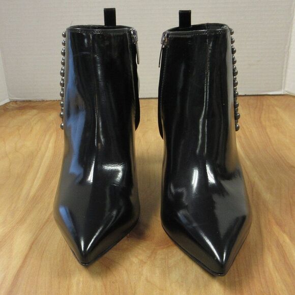 SERGIO ROSSi Black Pearl Pointed Toe High Heeled Ankle Boots Booties Sz 38 Shoes - Picture 2 of 16